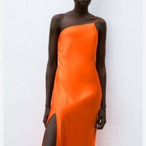 Zara Vibrant Orange One-Shoulder Dress